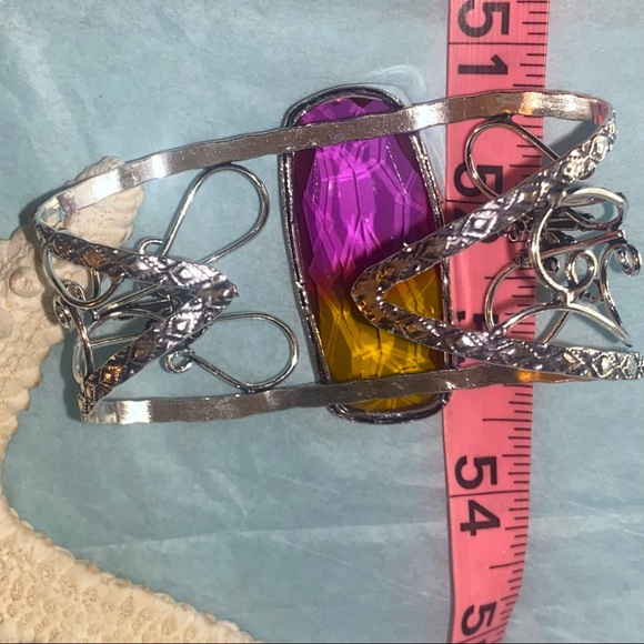 Stunning bi-color Tourmaline HUGE handcrafted cuff - Picture 5 of 7